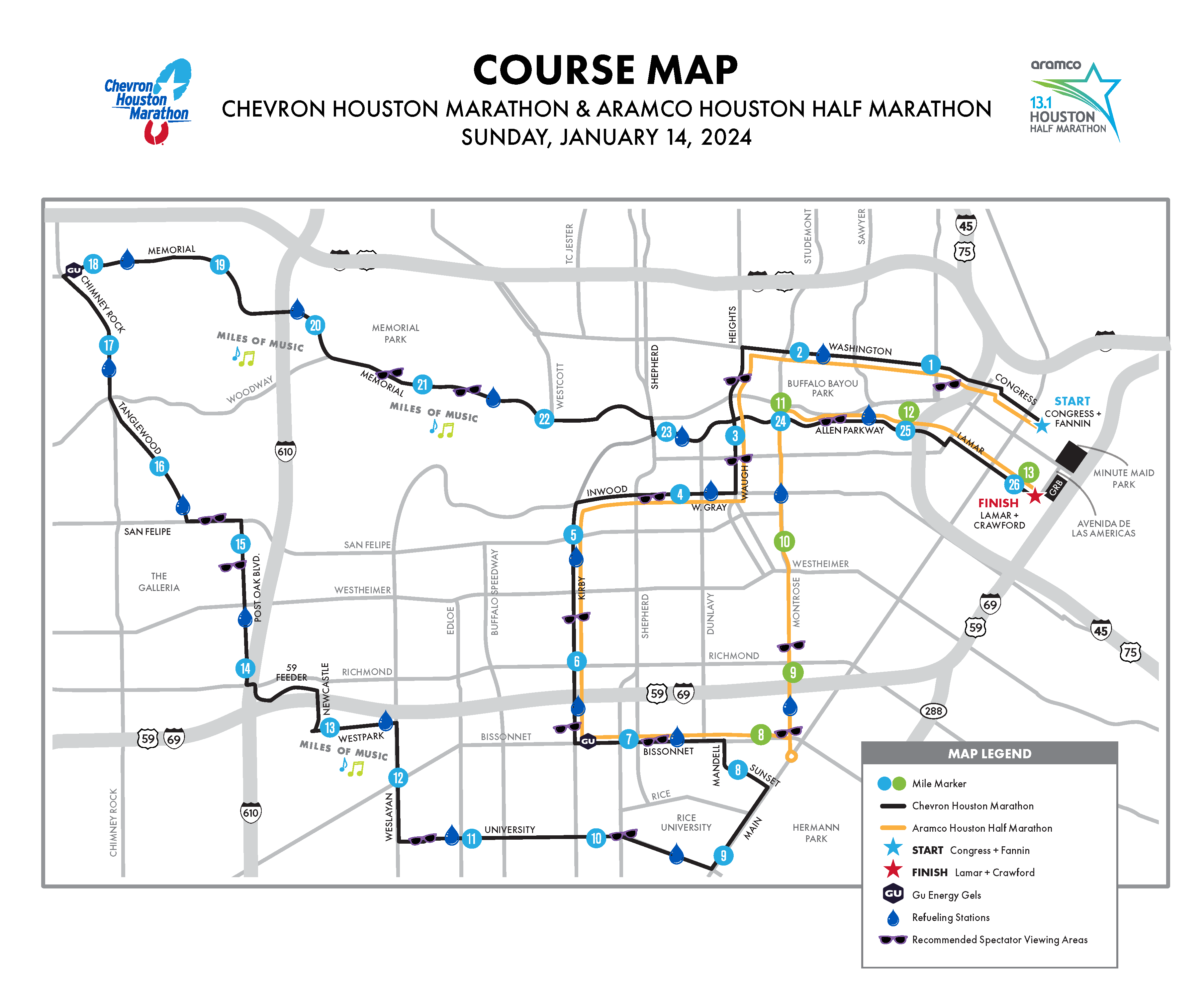 CHM_AHHM_2024_CourseMap_Miles_FINAL Chevron Houston Marathon